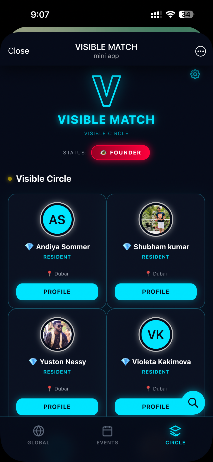 Visible Match — Visible Circle resident directory inside Telegram
